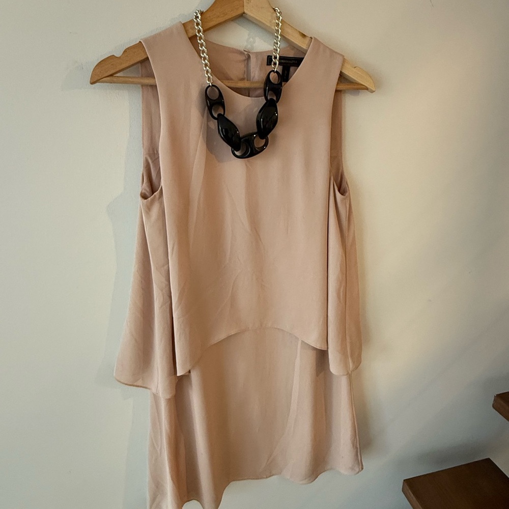 BCBG Chic Sleeveless Layered Dress with Necklace